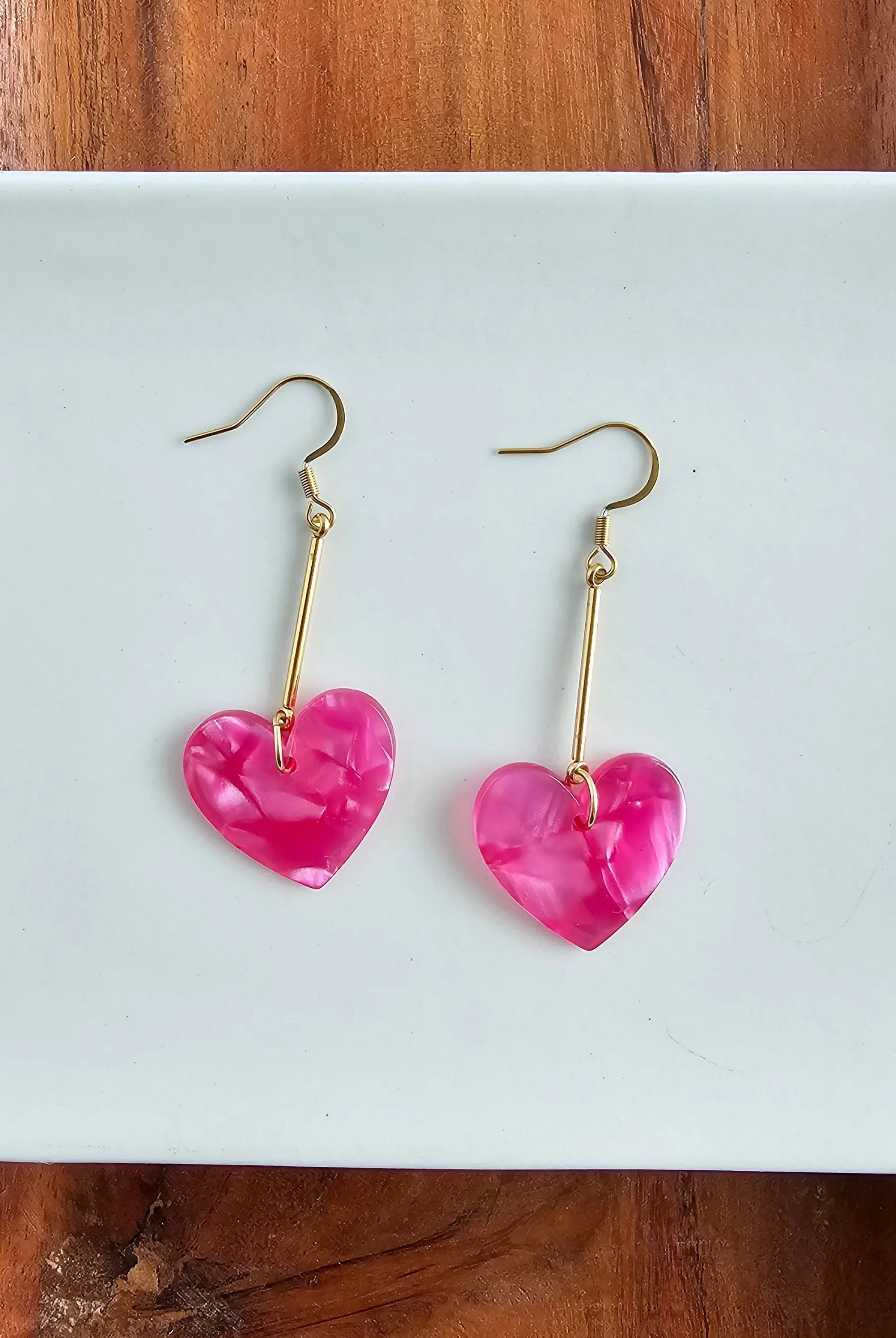Shop Mina Heart Earrings - Hot Pink- at Ruby Joy Boutique, a Women's Clothing Store in Pickerington, Ohio