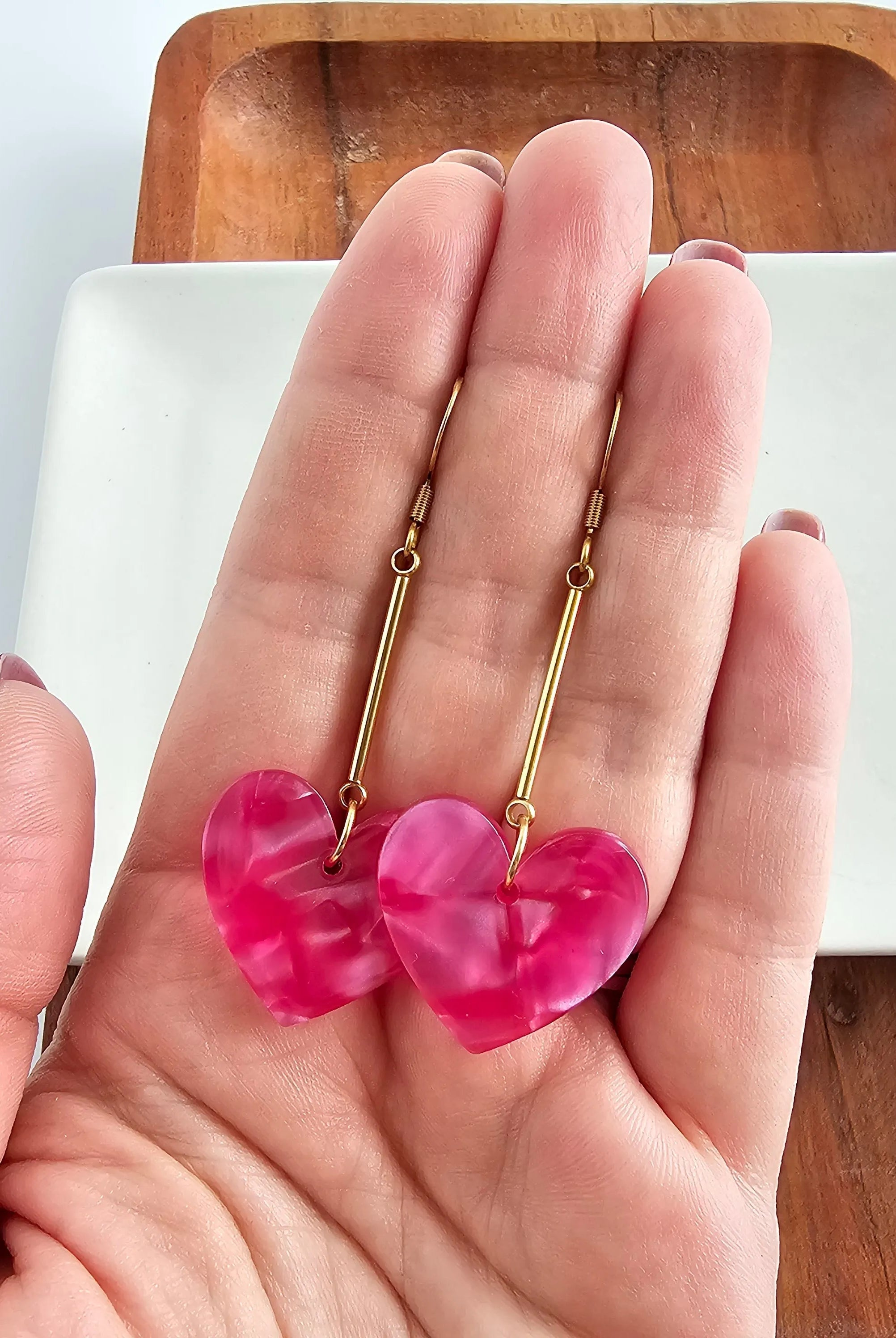 Shop Mina Heart Earrings - Hot Pink- at Ruby Joy Boutique, a Women's Clothing Store in Pickerington, Ohio