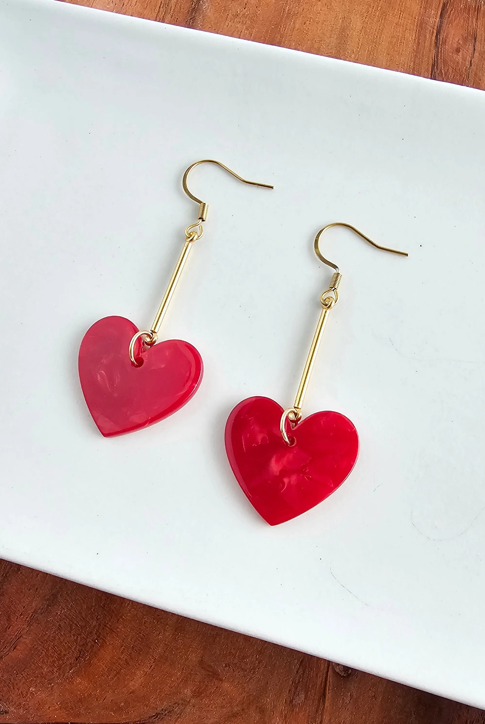 Shop Mina Heart Earrings - Red- at Ruby Joy Boutique, a Women's Clothing Store in Pickerington, Ohio