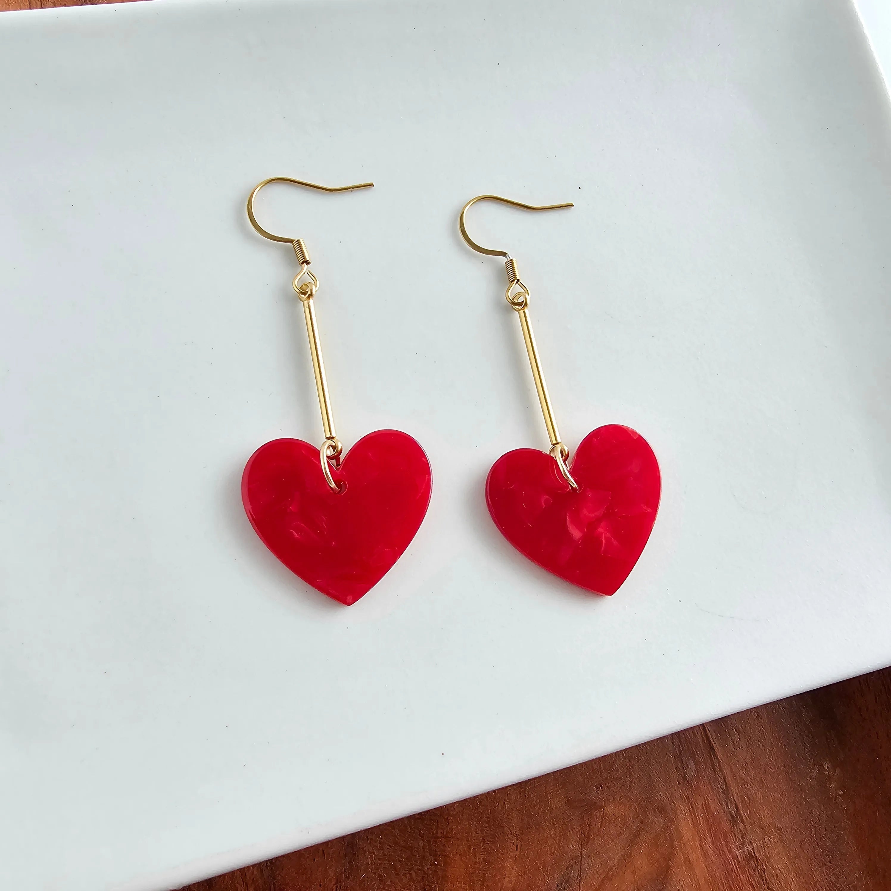 Shop Mina Heart Earrings - Red- at Ruby Joy Boutique, a Women's Clothing Store in Pickerington, Ohio