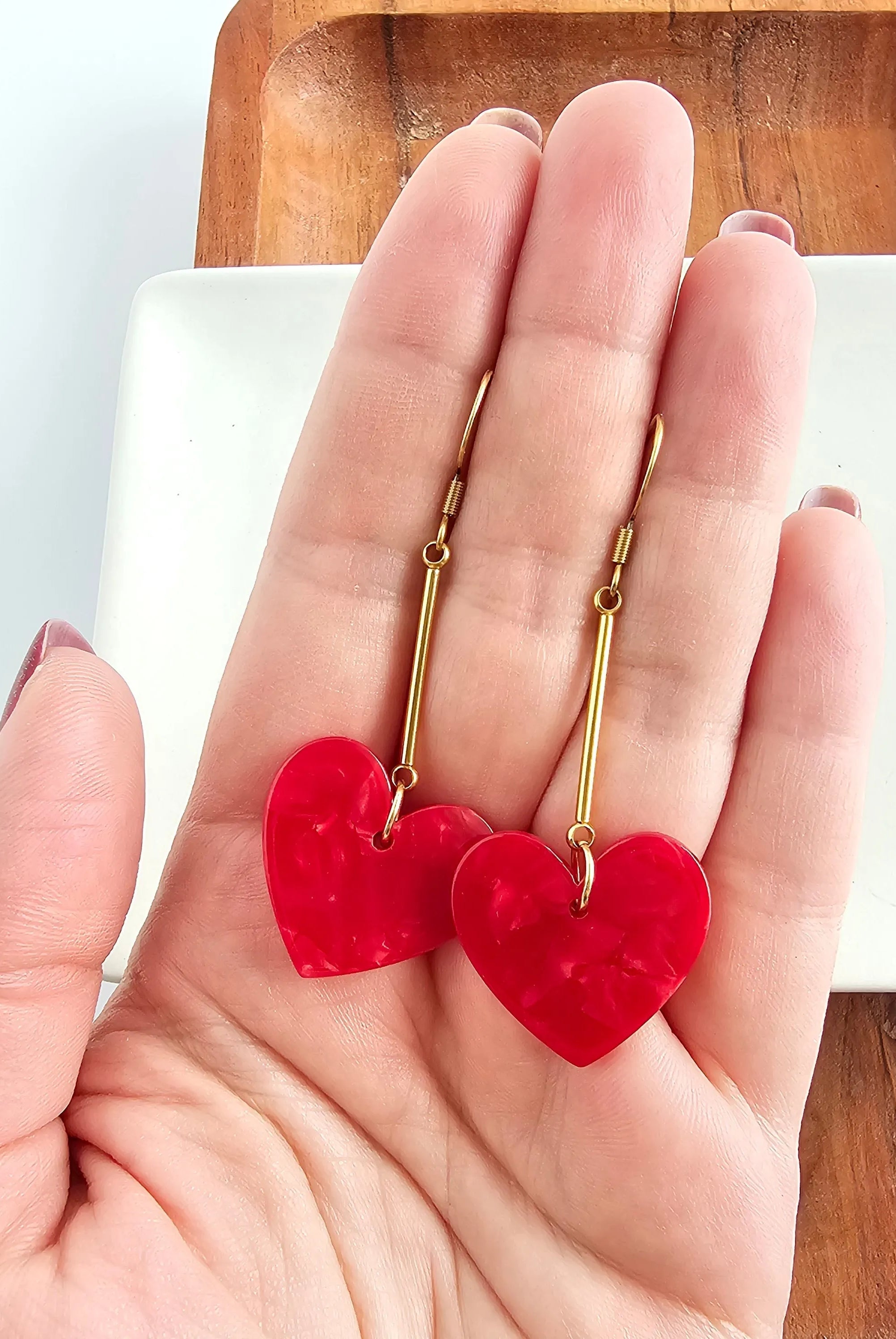 Shop Mina Heart Earrings - Red- at Ruby Joy Boutique, a Women's Clothing Store in Pickerington, Ohio