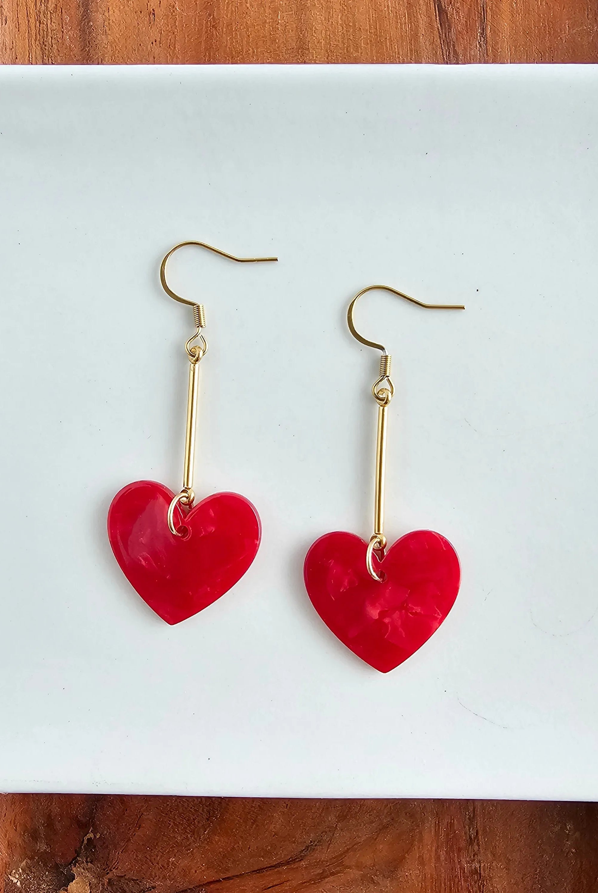 Shop Mina Heart Earrings - Red- at Ruby Joy Boutique, a Women's Clothing Store in Pickerington, Ohio