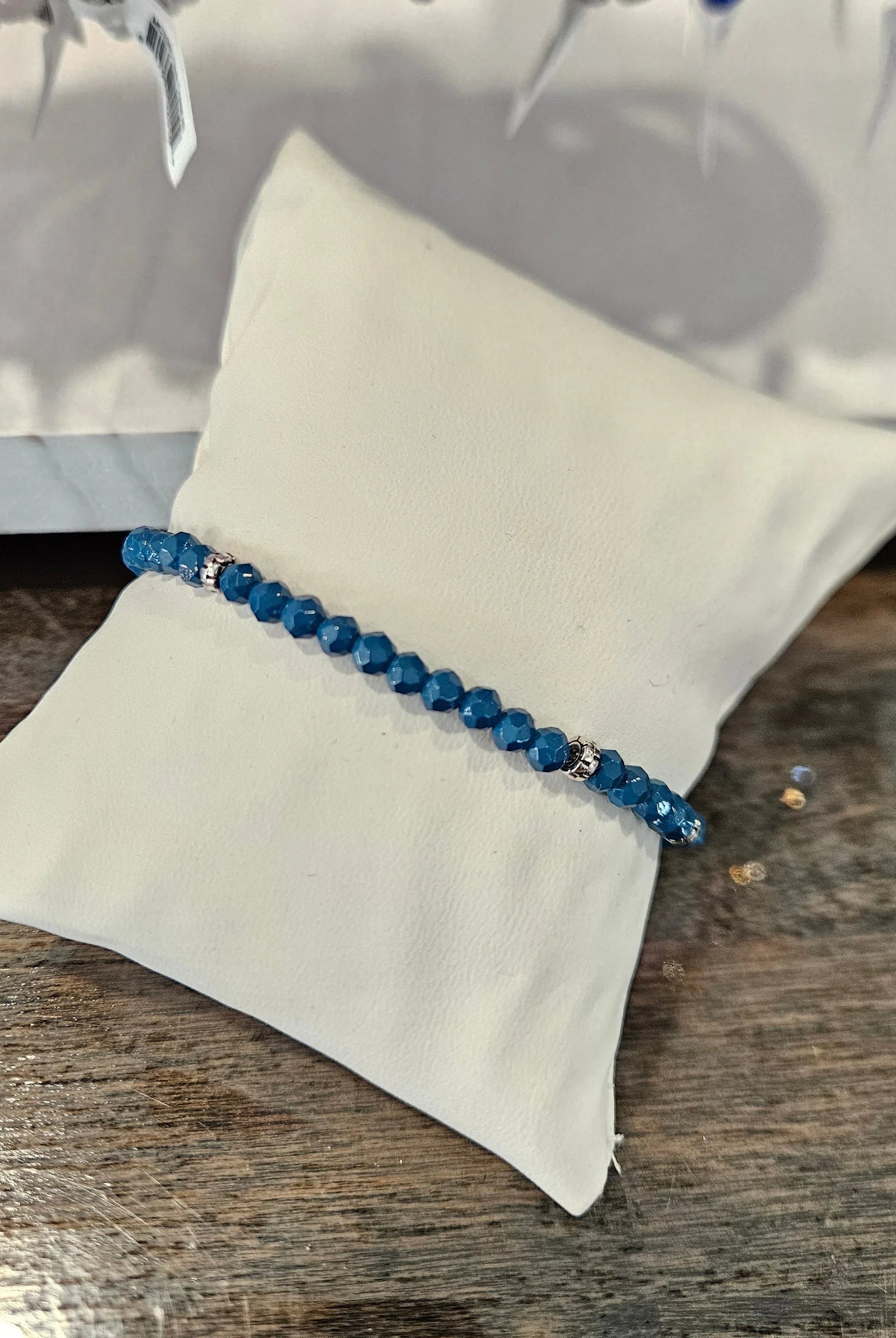 Shop Mini Crystal Bracelets | Silver and Gold Mix-Aegean Blue Silver at Ruby Joy Boutique, a Women's Clothing Store in Pickerington, Ohio