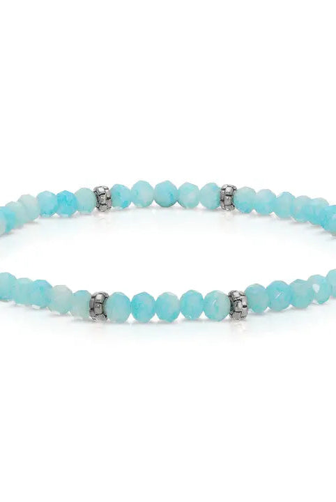 Shop Mini Crystal Bracelets | Silver and Gold Mix-Blue White Tie Dye Silver at Ruby Joy Boutique, a Women's Clothing Store in Pickerington, Ohio