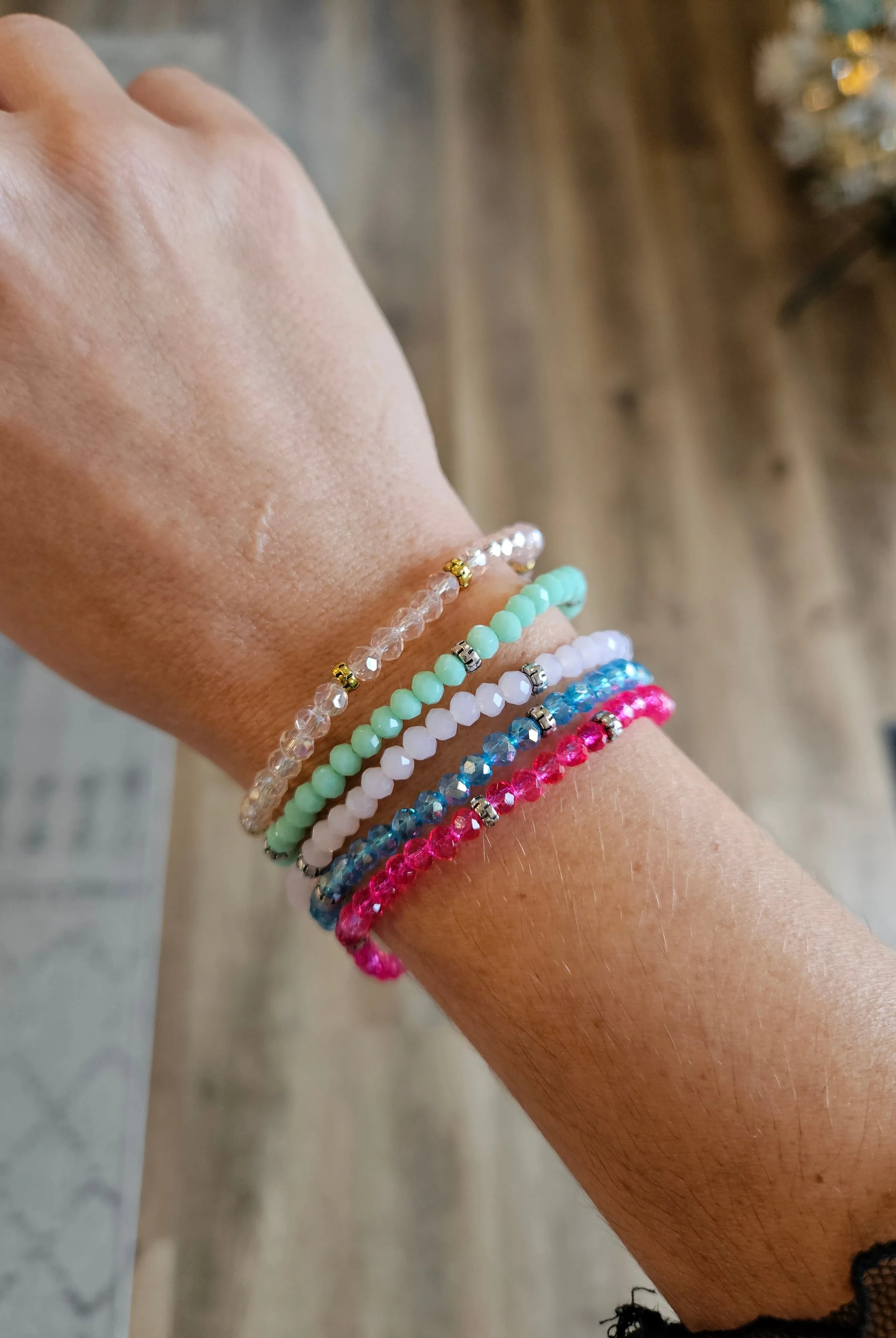 Shop Mini Crystal Stretch Bracelets | Assorted Colors- at Ruby Joy Boutique, a Women's Clothing Store in Pickerington, Ohio