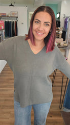 Shop Mini Waffle Knit Sweater - Dusty Jade- at Ruby Joy Boutique, a Women's Clothing Store in Pickerington, Ohio