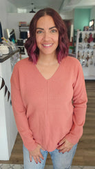 Shop Mini Waffle Knit Sweater - Terracotta- at Ruby Joy Boutique, a Women's Clothing Store in Pickerington, Ohio