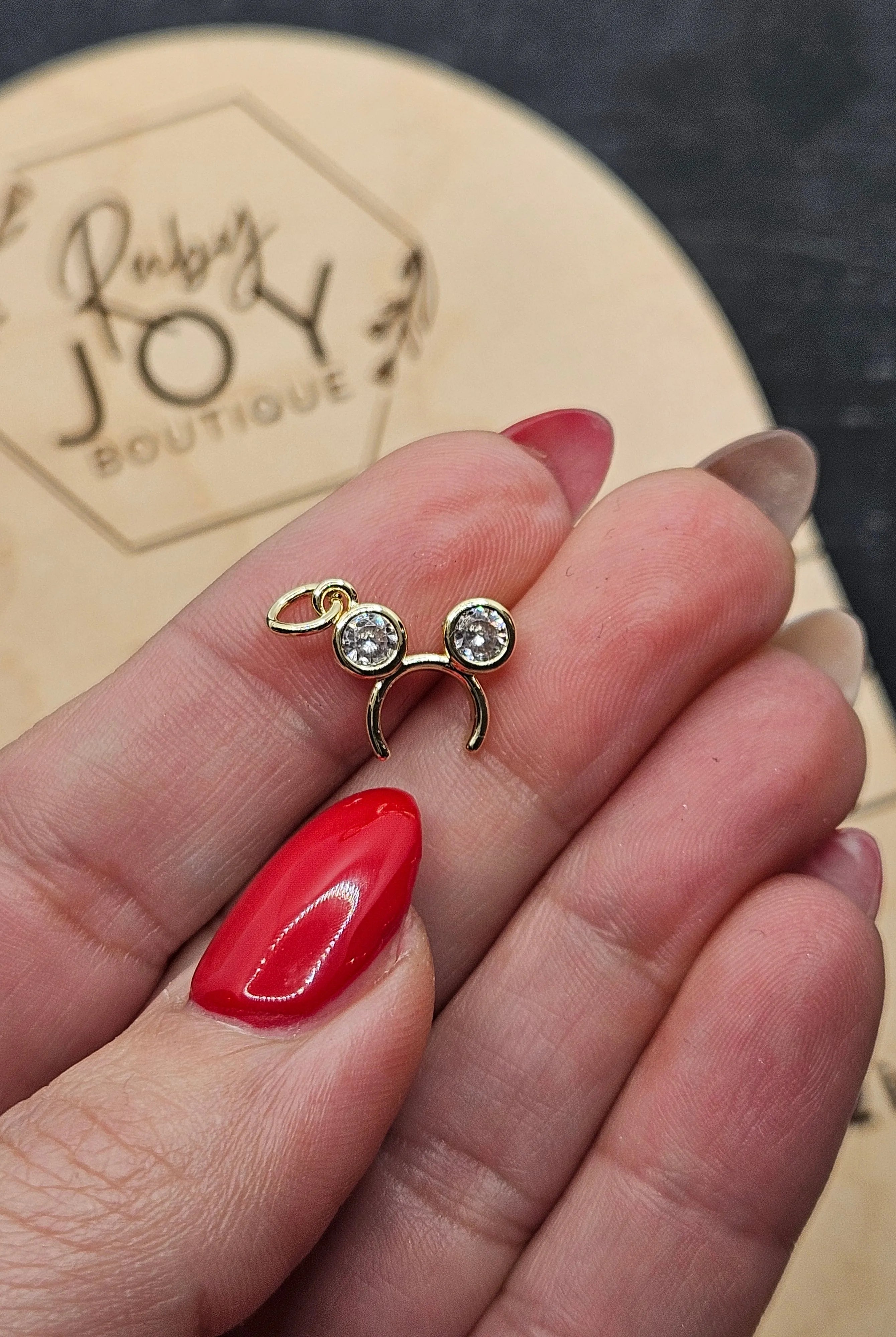Shop Mouse Ears Charm | Gold-Filled- at Ruby Joy Boutique, a Women's Clothing Store in Pickerington, Ohio