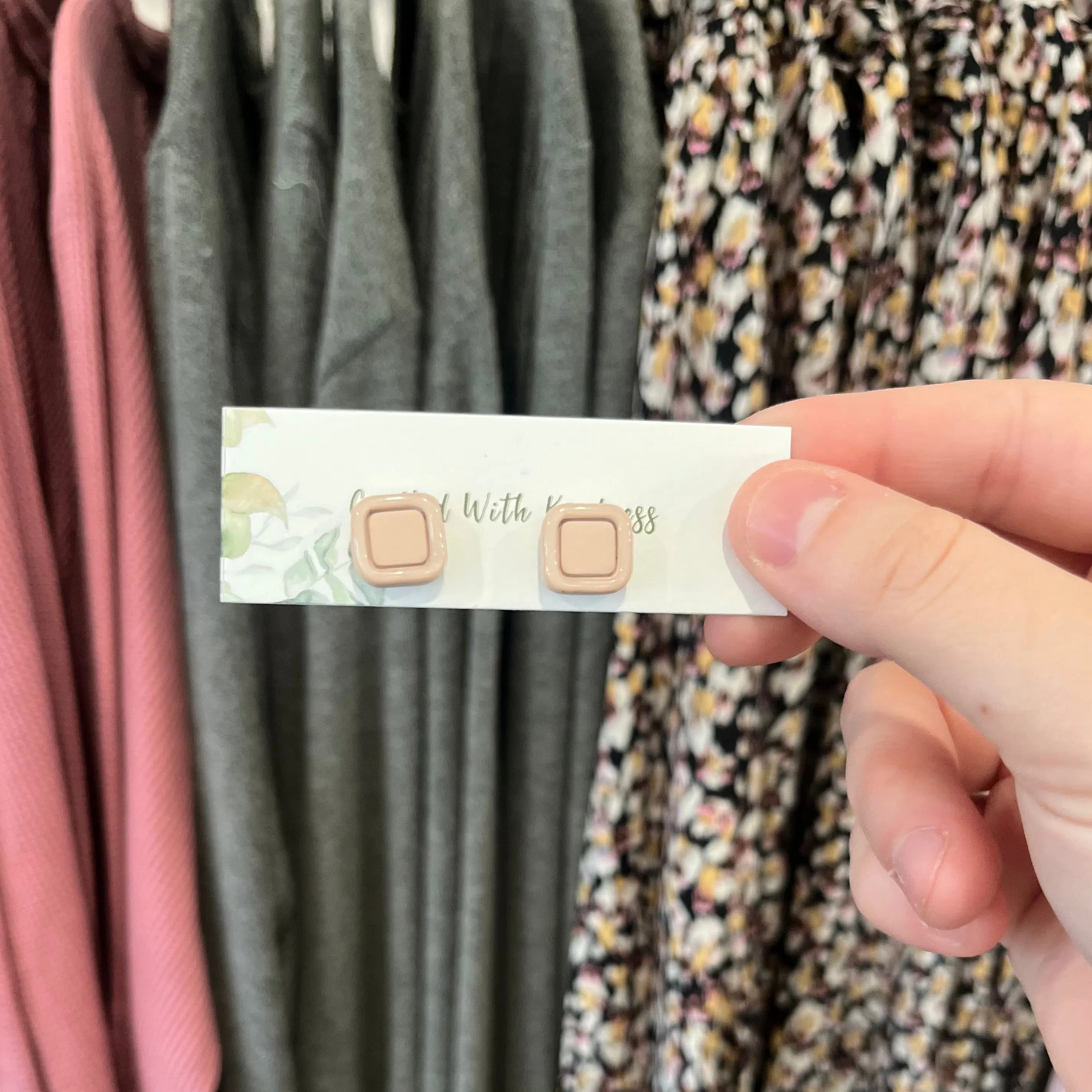 Shop Neutral Square Stud Earrings-Earrings at Ruby Joy Boutique, a Women's Clothing Store in Pickerington, Ohio