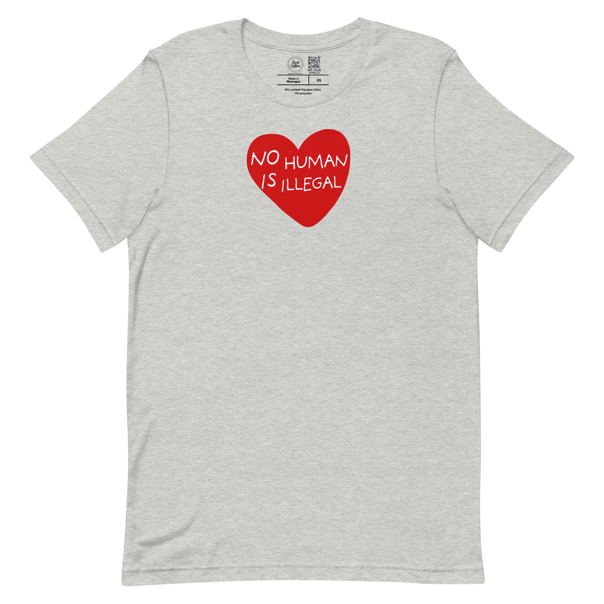 Shop No Human Is Illegal Classic Tee | Kind Cotton-Heather Grey at Ruby Joy Boutique, a Women's Clothing Store in Pickerington, Ohio