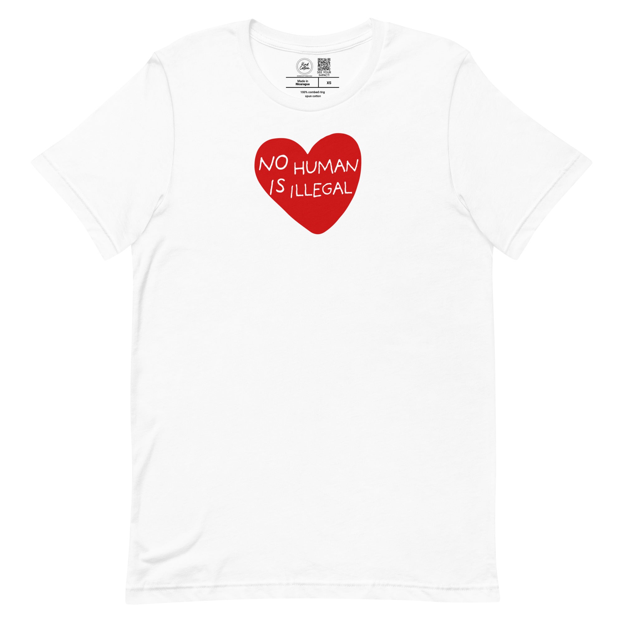 Shop No Human Is Illegal Classic Tee | Kind Cotton-White at Ruby Joy Boutique, a Women's Clothing Store in Pickerington, Ohio