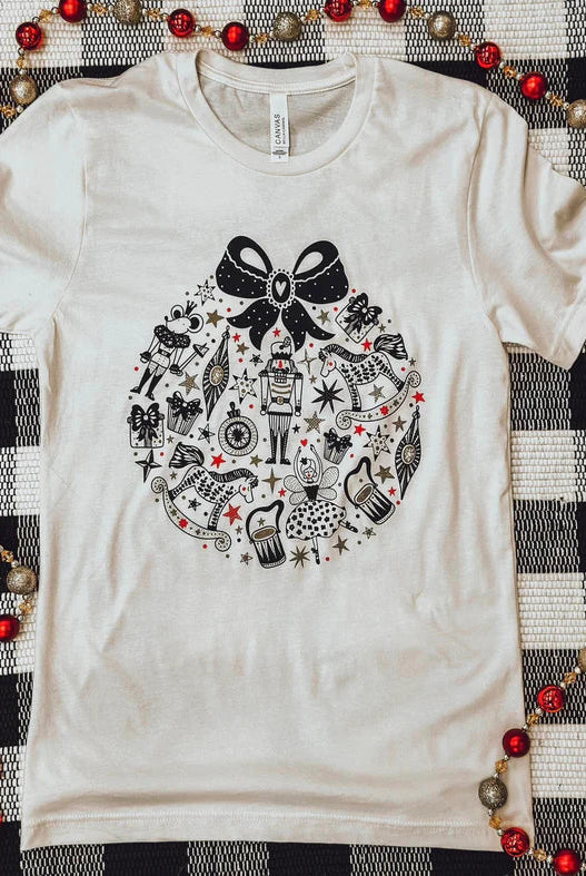 Shop Nutcracker Christmas Ornament Tee-Graphic Tee at Ruby Joy Boutique, a Women's Clothing Store in Pickerington, Ohio