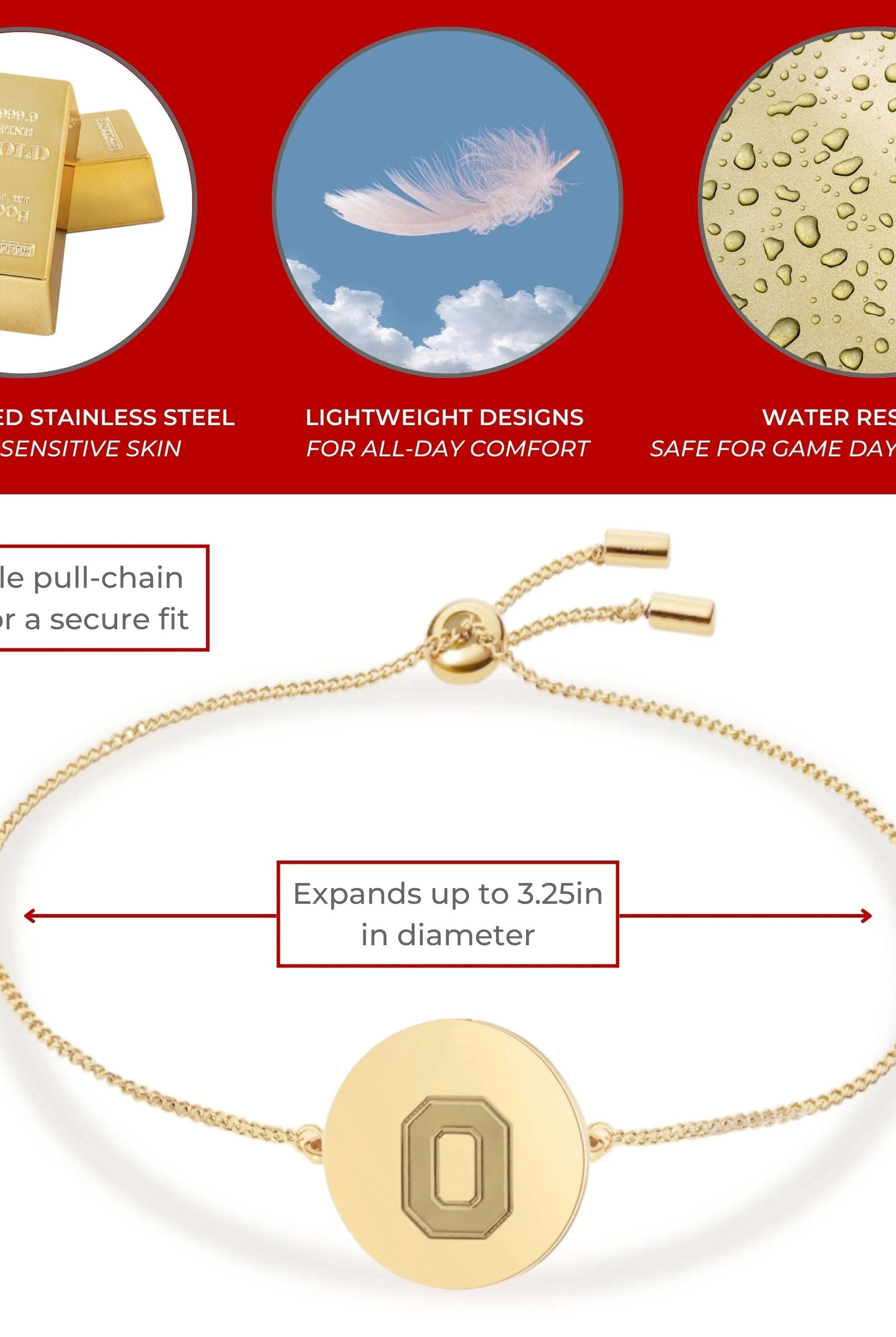 Shop Ohio State Block O Bracelet- at Ruby Joy Boutique, a Women's Clothing Store in Pickerington, Ohio