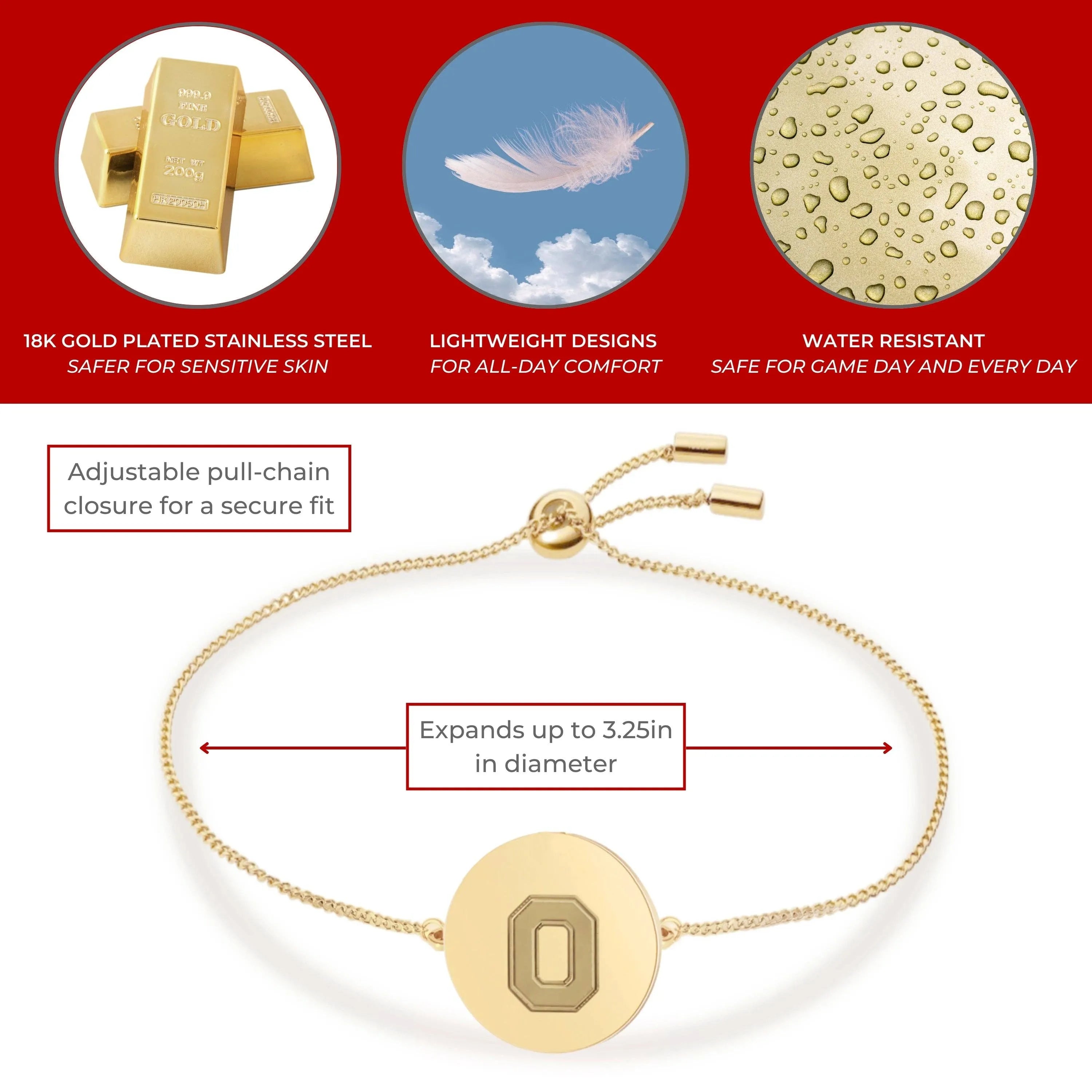 Shop Ohio State Block O Bracelet- at Ruby Joy Boutique, a Women's Clothing Store in Pickerington, Ohio