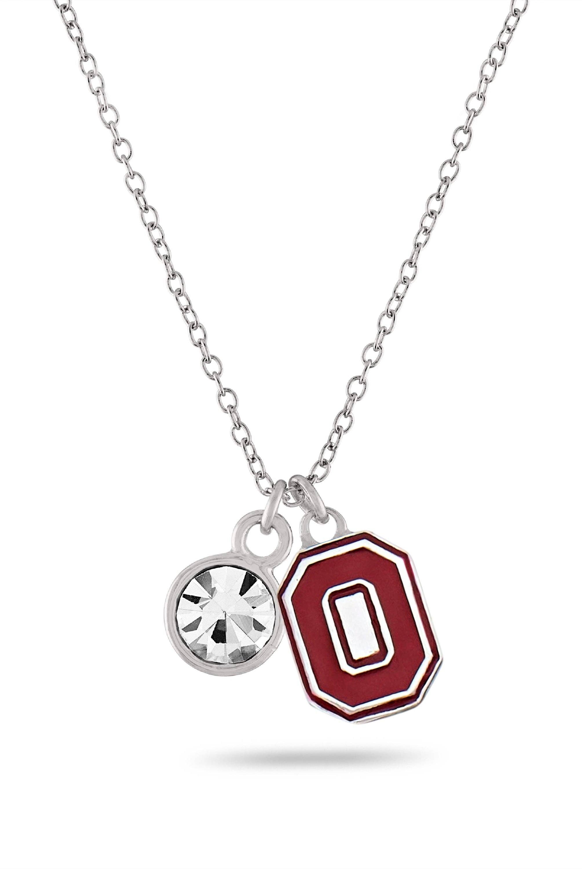 Shop Ohio State Block O Charm Necklace with Crystal- at Ruby Joy Boutique, a Women's Clothing Store in Pickerington, Ohio