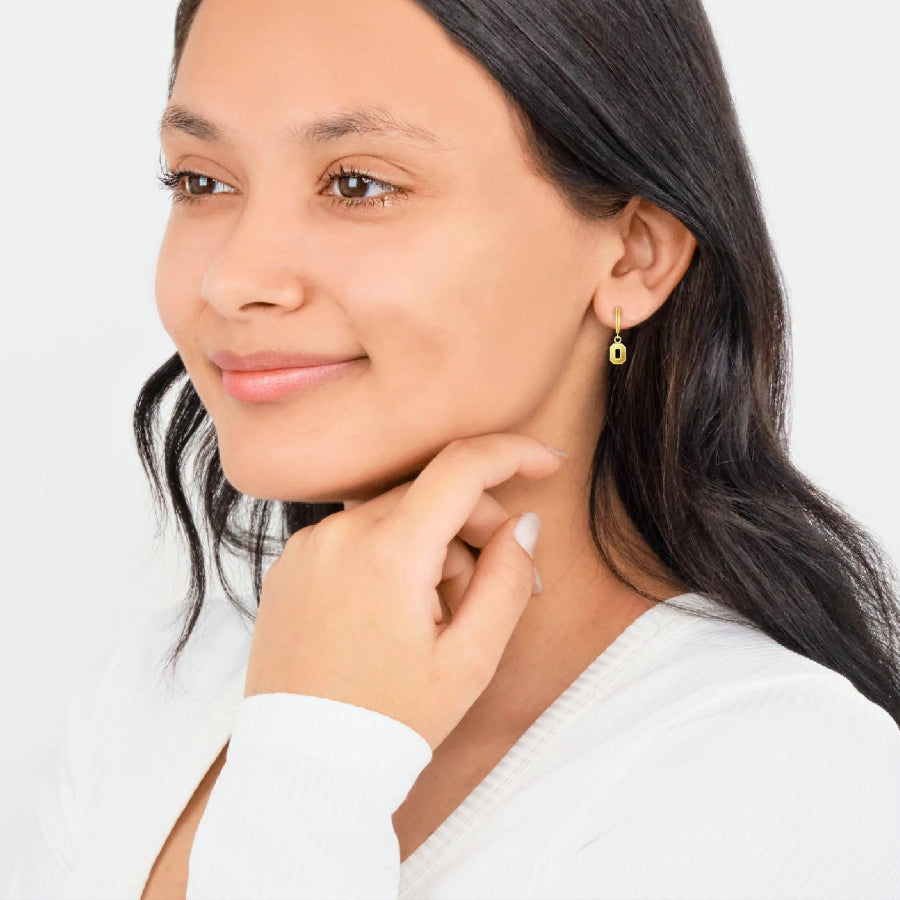 Shop Ohio State Block O Huggie Hoops - Gold- at Ruby Joy Boutique, a Women's Clothing Store in Pickerington, Ohio