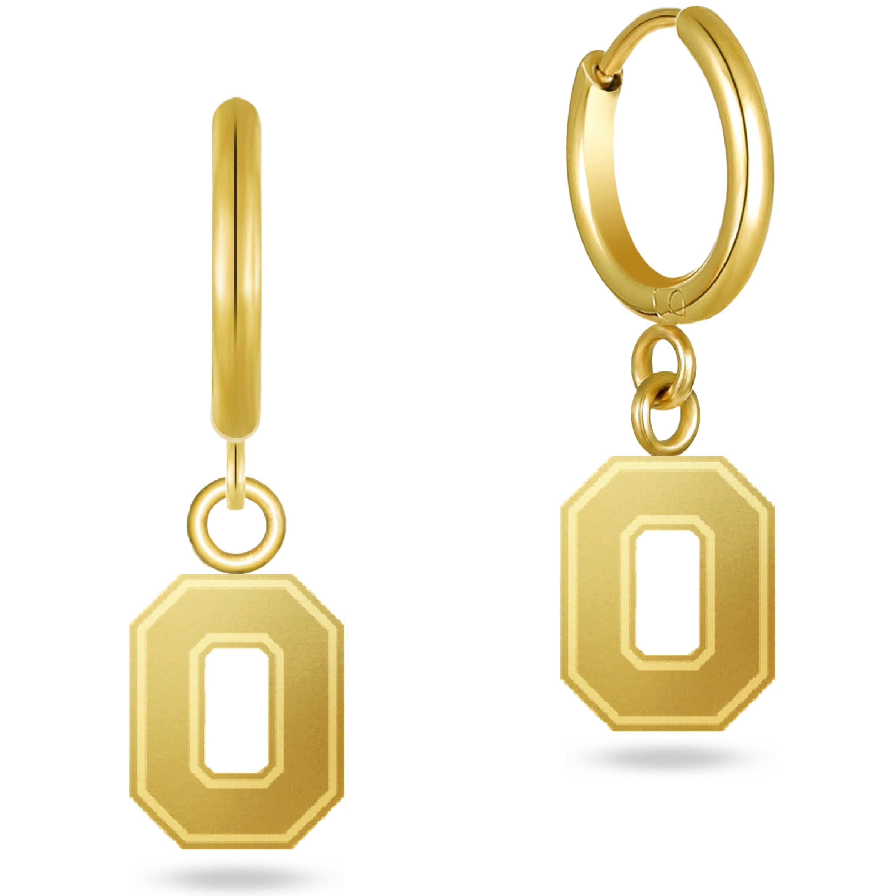 Shop Ohio State Block O Huggie Hoops - Gold- at Ruby Joy Boutique, a Women's Clothing Store in Pickerington, Ohio