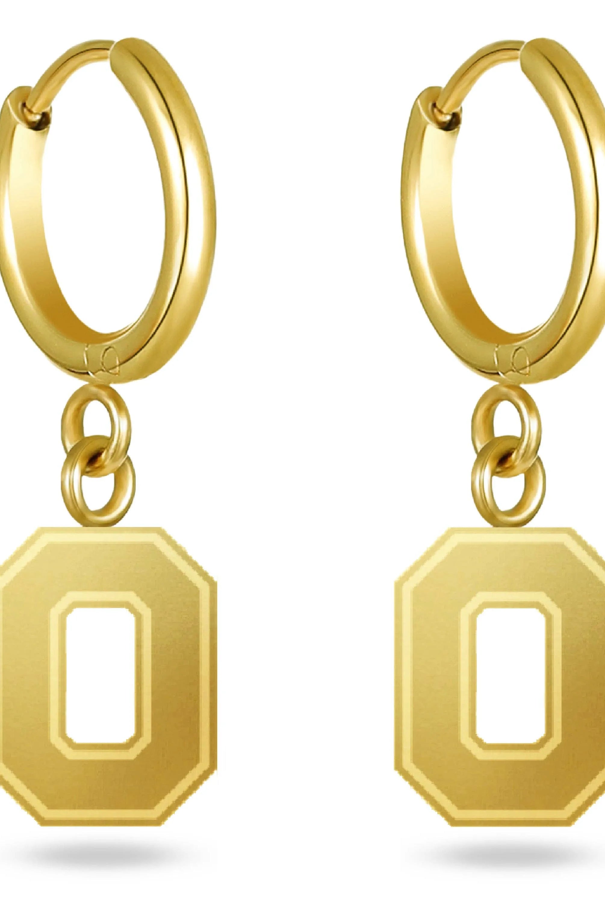 Shop Ohio State Block O Huggie Hoops - Gold- at Ruby Joy Boutique, a Women's Clothing Store in Pickerington, Ohio