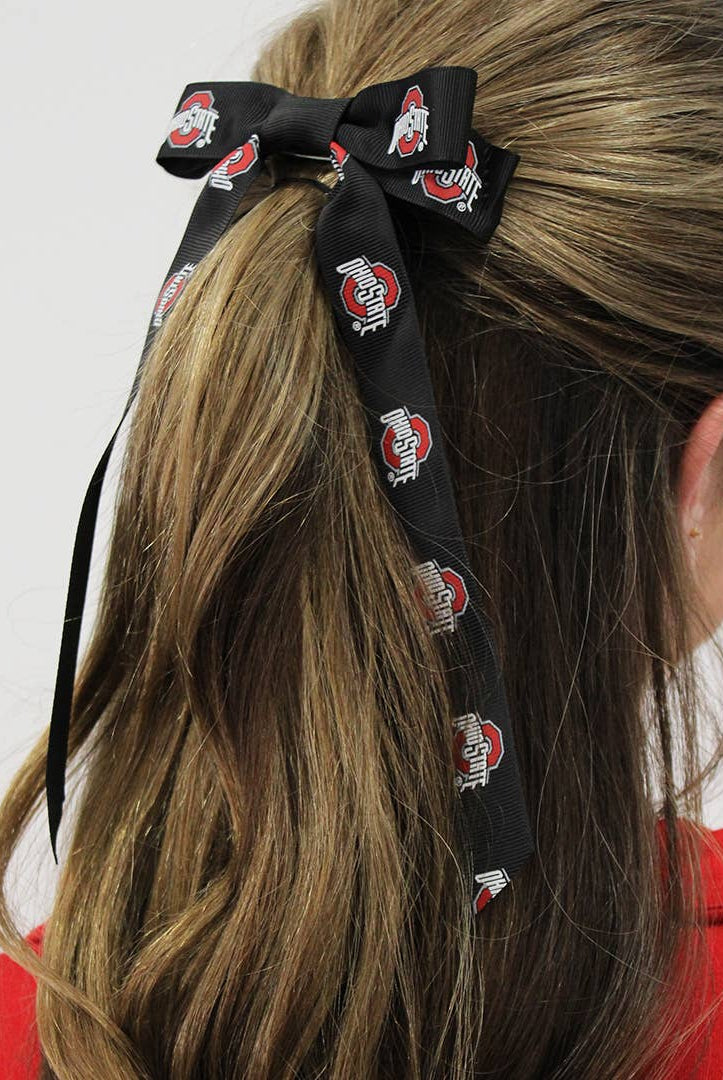 Shop Ohio State® - Bow Barrette-Hair Accessories at Ruby Joy Boutique, a Women's Clothing Store in Pickerington, Ohio