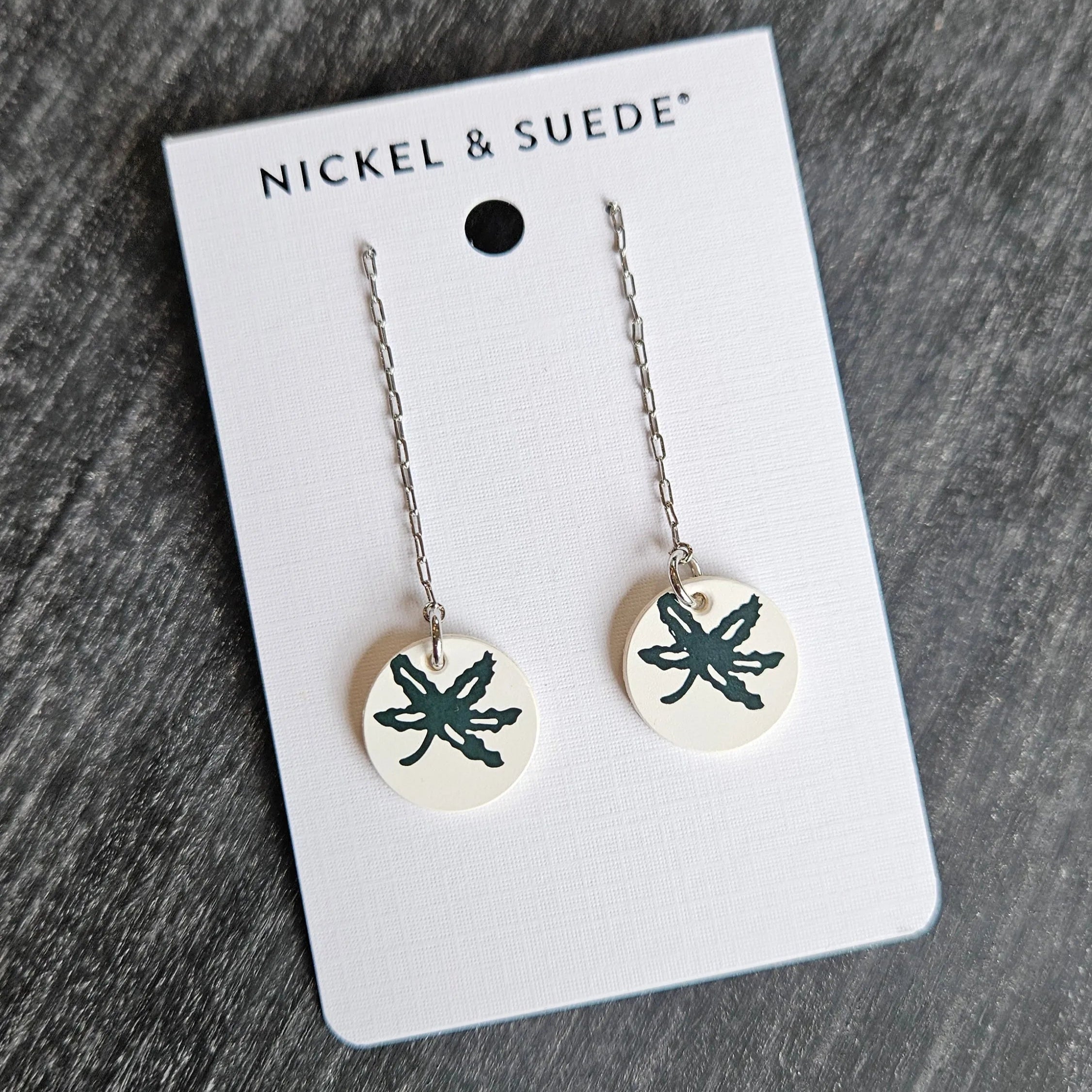 Shop Ohio State Buckeye Threader Earrings- at Ruby Joy Boutique, a Women's Clothing Store in Pickerington, Ohio