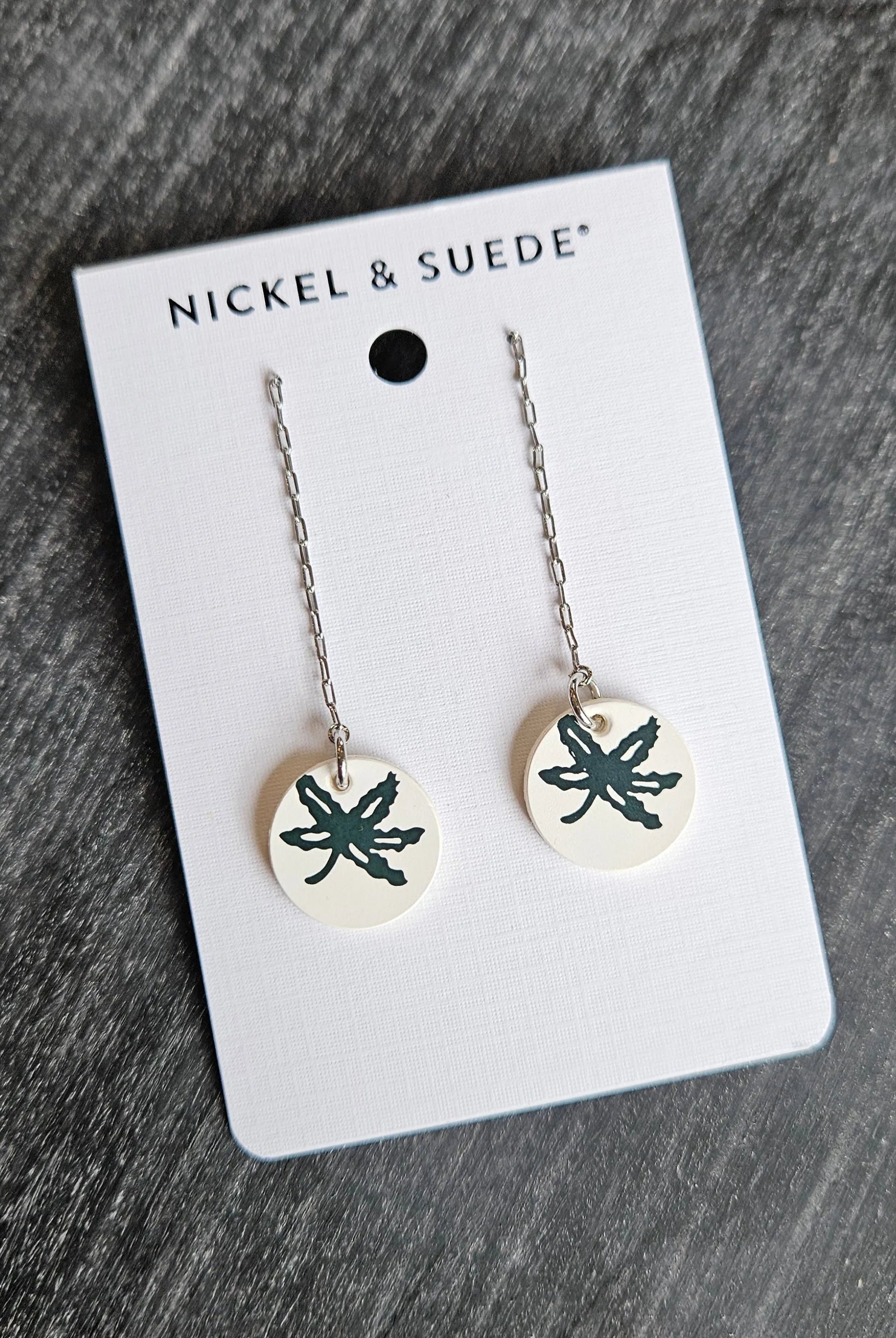 Shop Ohio State Buckeye Threader Earrings- at Ruby Joy Boutique, a Women's Clothing Store in Pickerington, Ohio