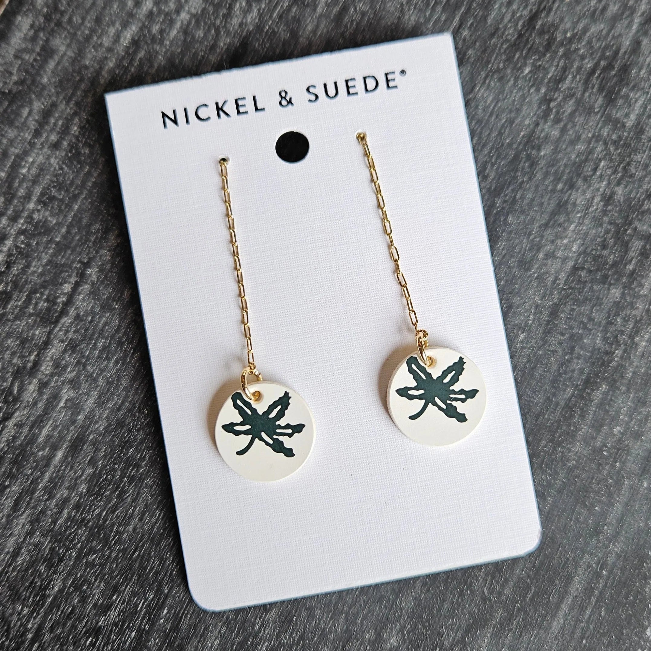 Shop Ohio State Buckeye Threader Earrings- at Ruby Joy Boutique, a Women's Clothing Store in Pickerington, Ohio