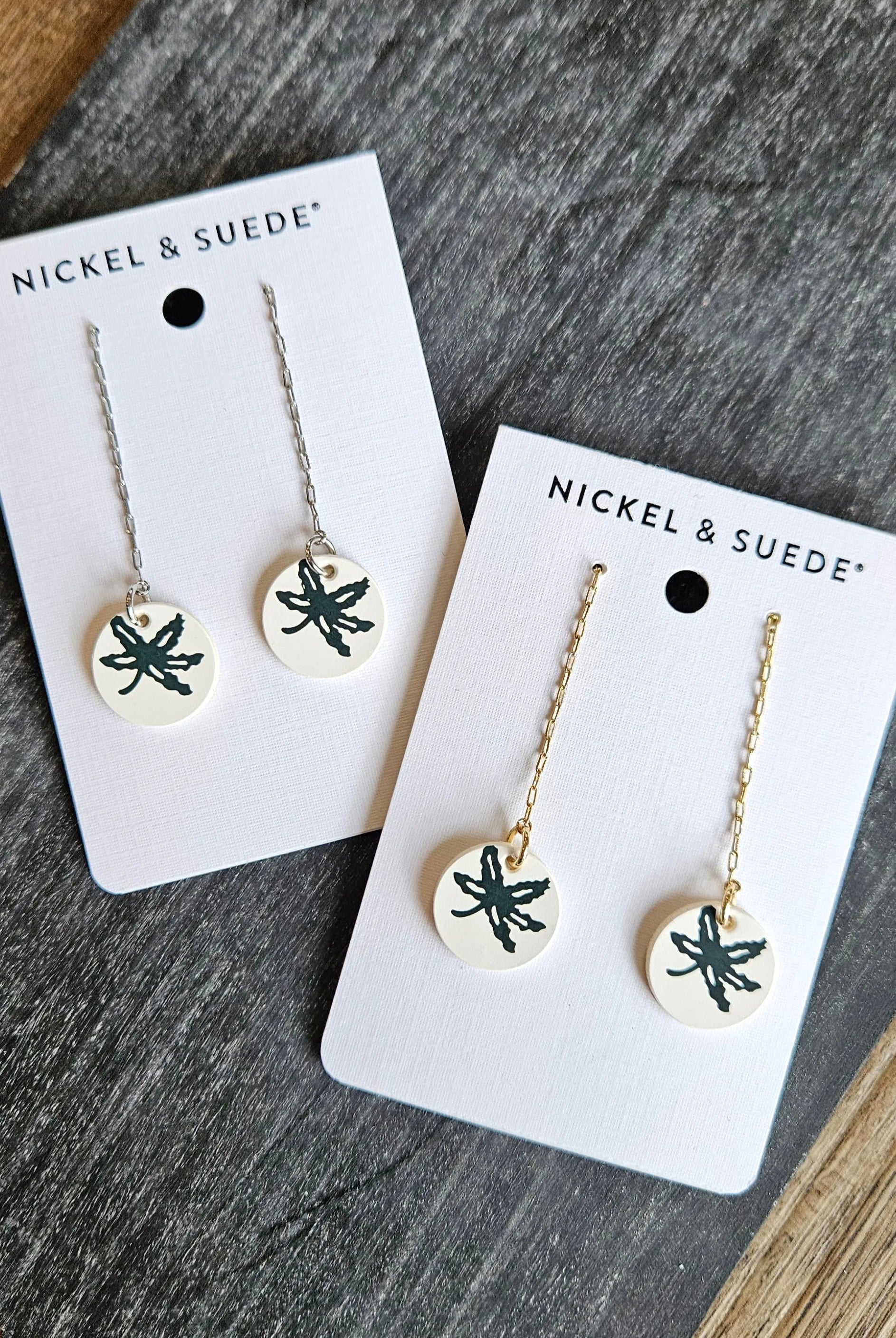 Shop Ohio State Buckeye Threader Earrings- at Ruby Joy Boutique, a Women's Clothing Store in Pickerington, Ohio