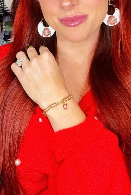 Shop Ohio State Logo Charm Bracelet- at Ruby Joy Boutique, a Women's Clothing Store in Pickerington, Ohio