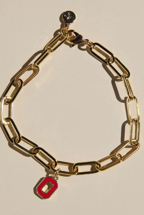 Shop Ohio State Logo Charm Bracelet-Bracelets at Ruby Joy Boutique, a Women's Clothing Store in Pickerington, Ohio