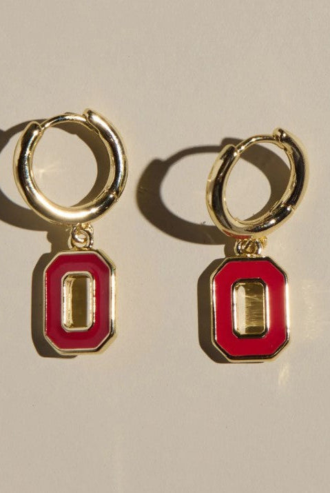 Shop Ohio State Logo Charm Huggie Earrings-Earrings at Ruby Joy Boutique, a Women's Clothing Store in Pickerington, Ohio
