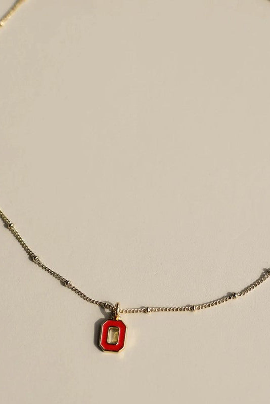 Shop Ohio State Logo Charm Necklace-Necklaces at Ruby Joy Boutique, a Women's Clothing Store in Pickerington, Ohio
