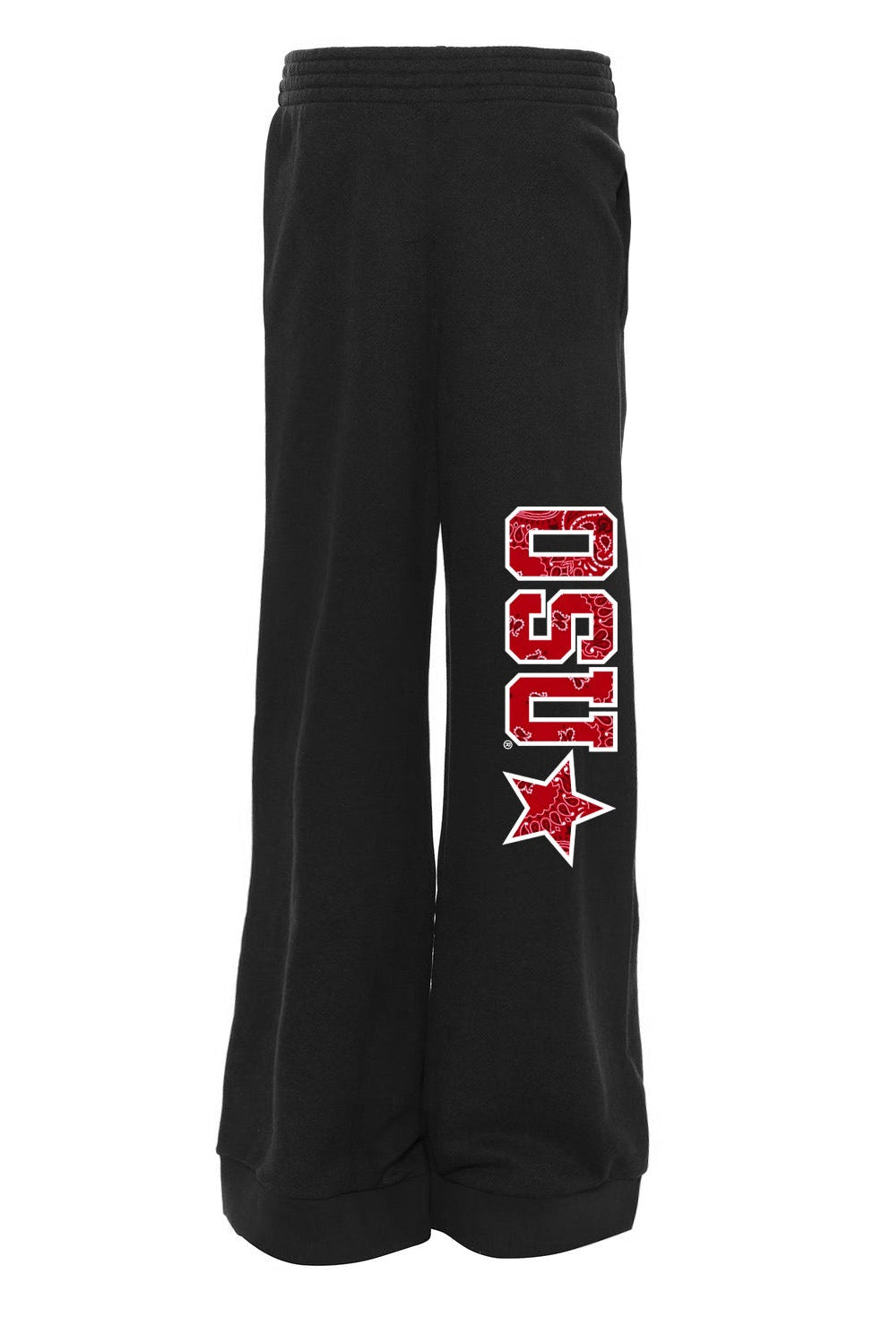 Shop Ohio State OSU Buckeyes Bandana Flare Sweatpants- at Ruby Joy Boutique, a Women's Clothing Store in Pickerington, Ohio