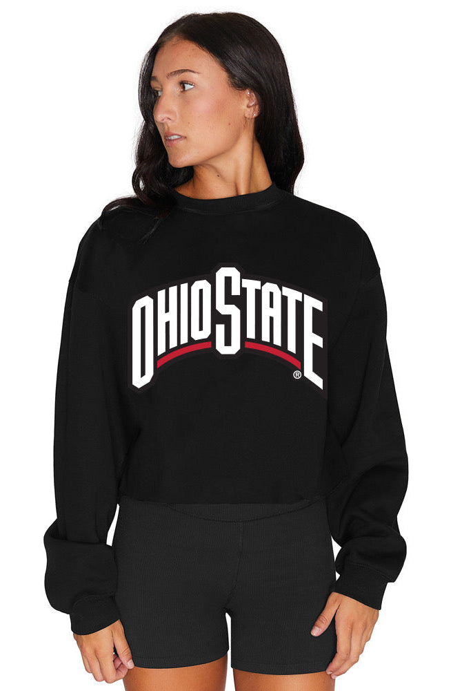 Shop Ohio State OSU Buckeyes Black Crewneck- at Ruby Joy Boutique, a Women's Clothing Store in Pickerington, Ohio