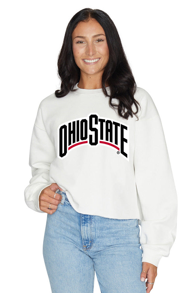 Shop Ohio State OSU Buckeyes Crewneck- at Ruby Joy Boutique, a Women's Clothing Store in Pickerington, Ohio
