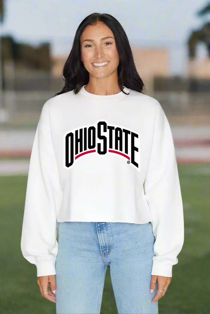Shop Ohio State OSU Buckeyes Crewneck- at Ruby Joy Boutique, a Women's Clothing Store in Pickerington, Ohio