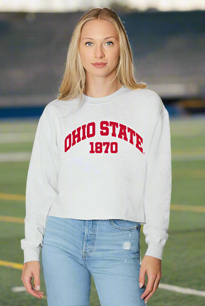 Shop Ohio State OSU Buckeyes Established Crewneck- at Ruby Joy Boutique, a Women's Clothing Store in Pickerington, Ohio