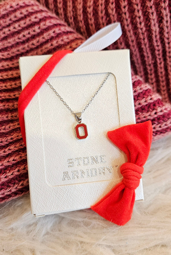 Shop Ohio State Petite Block O Necklace- at Ruby Joy Boutique, a Women's Clothing Store in Pickerington, Ohio