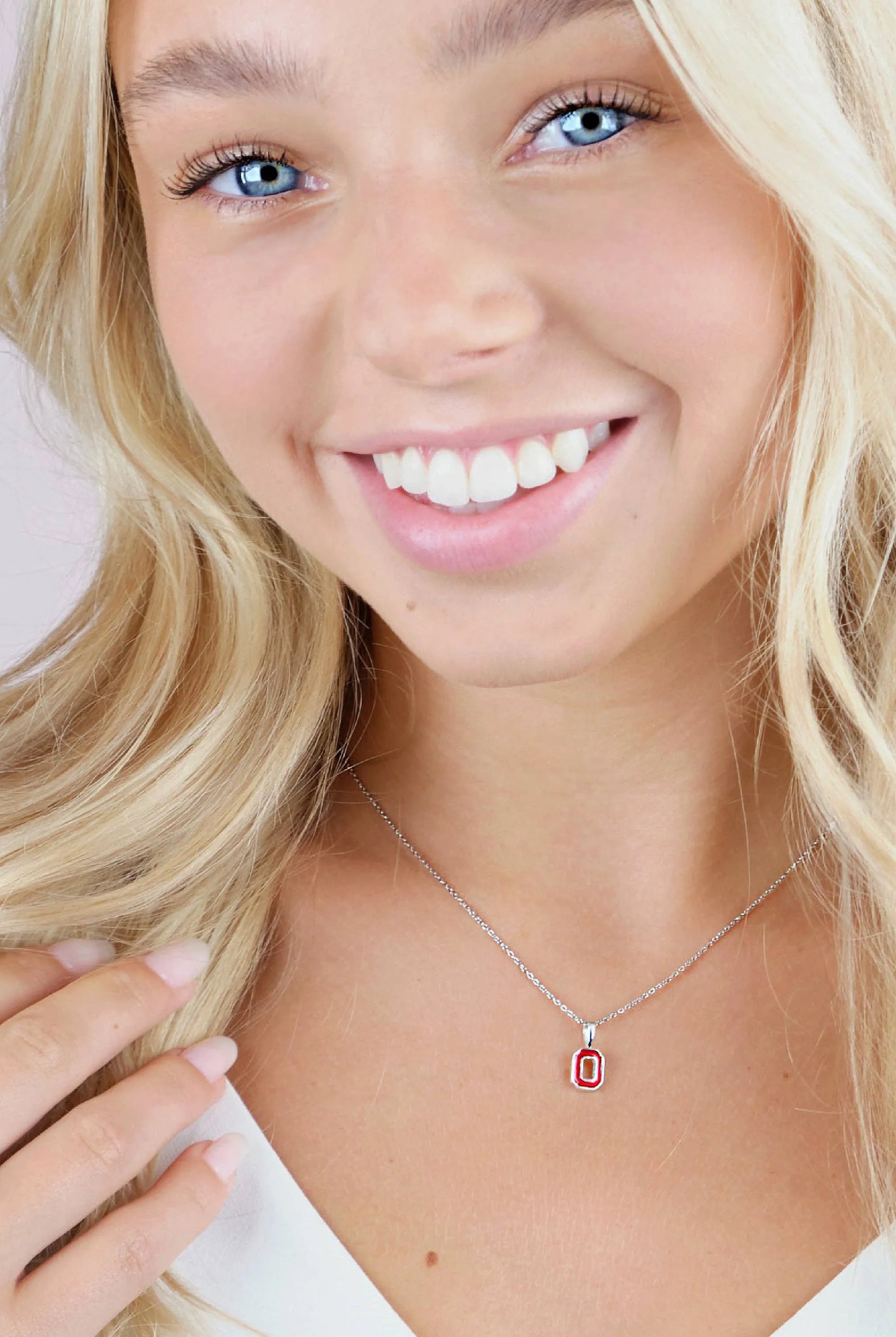 Shop Ohio State Petite Block O Necklace- at Ruby Joy Boutique, a Women's Clothing Store in Pickerington, Ohio