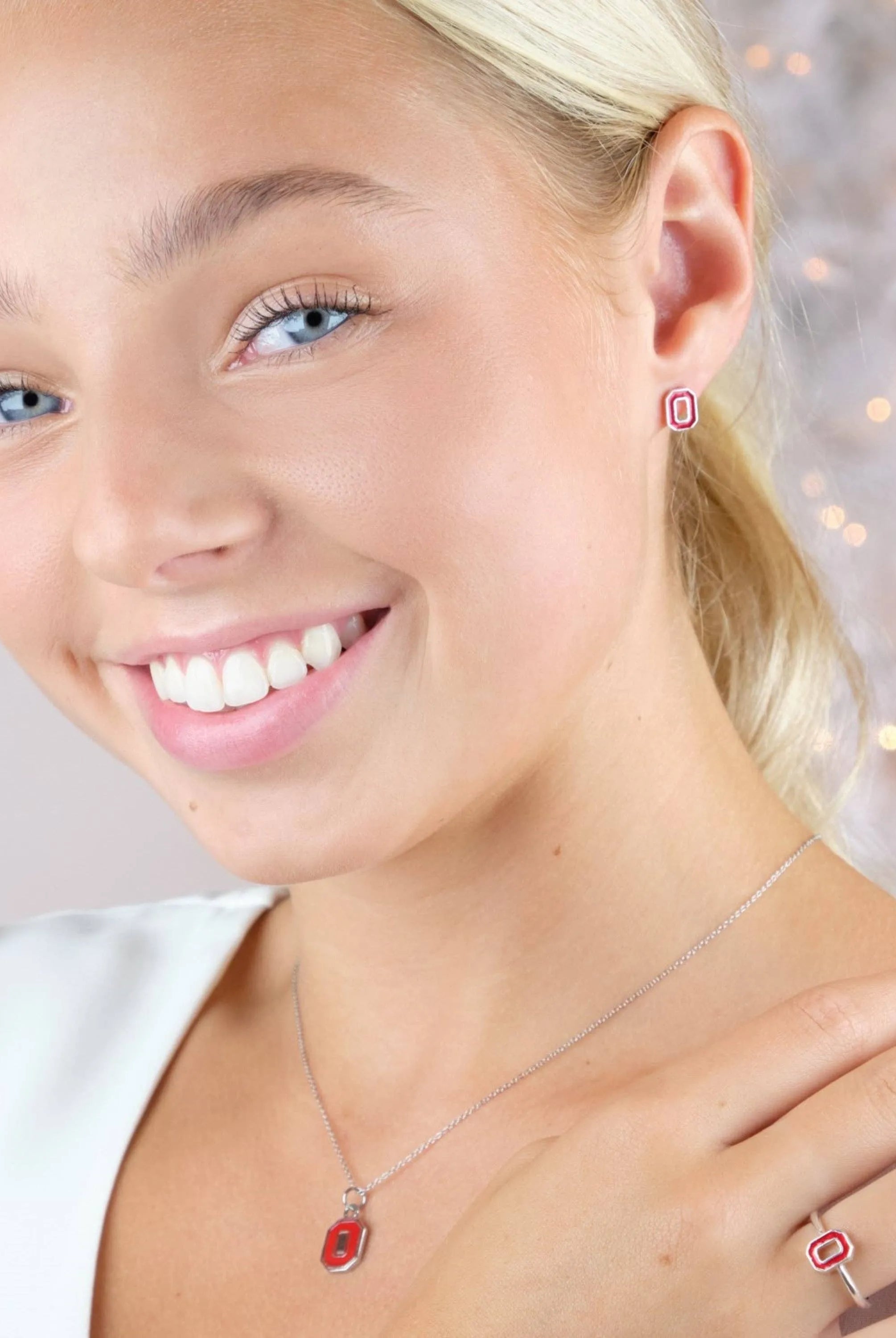 Shop Ohio State Petite Block O Stud Earrings- at Ruby Joy Boutique, a Women's Clothing Store in Pickerington, Ohio