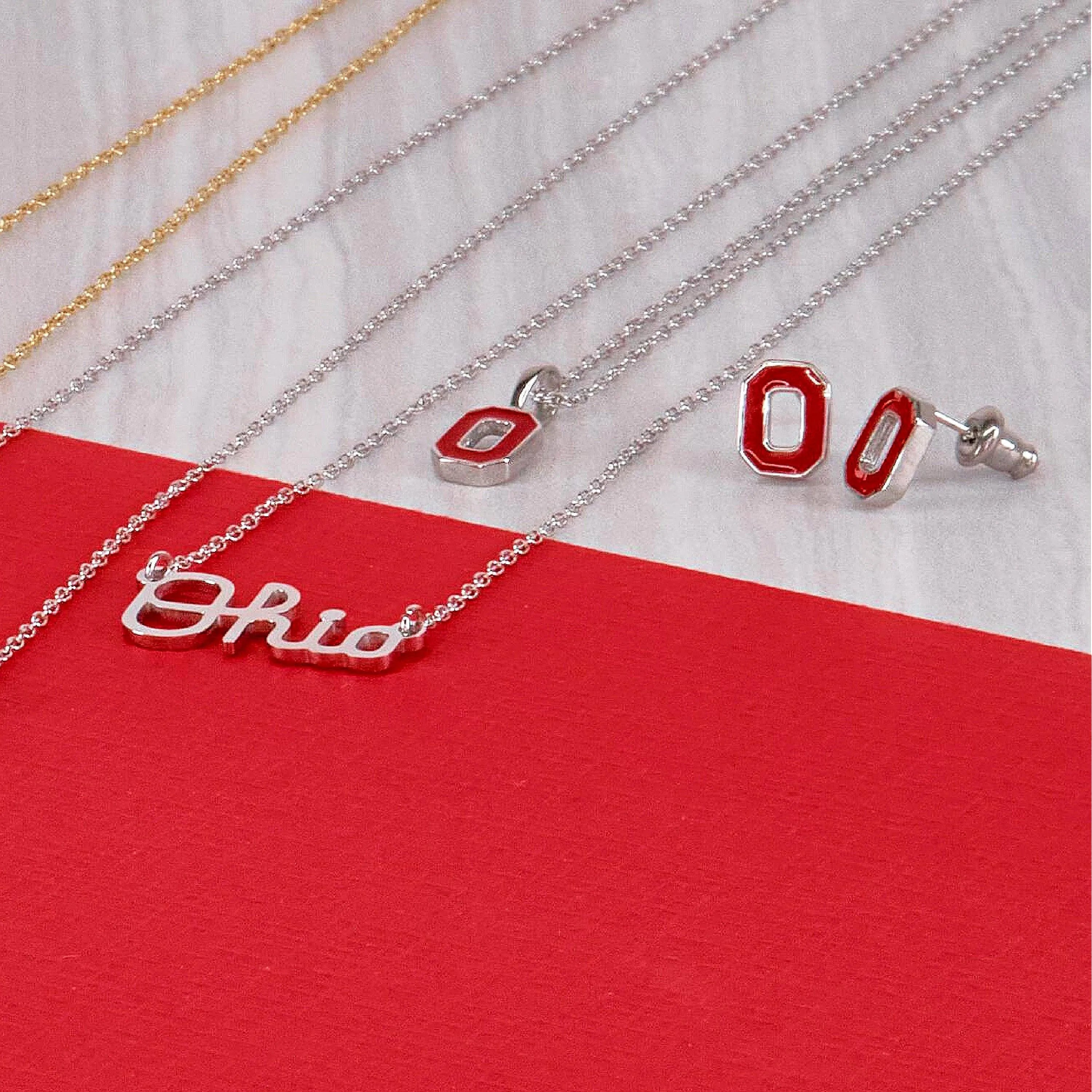 Shop Ohio State Petite Block O Stud Earrings- at Ruby Joy Boutique, a Women's Clothing Store in Pickerington, Ohio