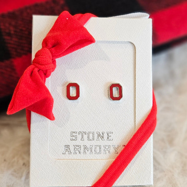 Shop Ohio State Petite Block O Stud Earrings- at Ruby Joy Boutique, a Women's Clothing Store in Pickerington, Ohio