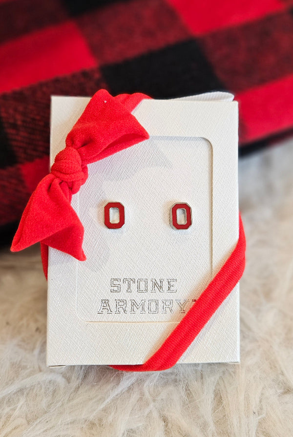 Shop Ohio State Petite Block O Stud Earrings- at Ruby Joy Boutique, a Women's Clothing Store in Pickerington, Ohio