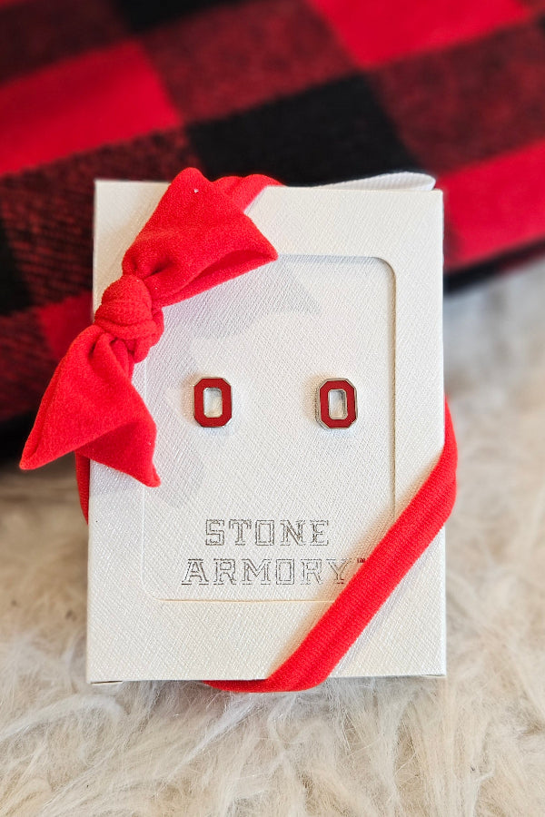 Shop Ohio State Petite Block O Stud Earrings- at Ruby Joy Boutique, a Women's Clothing Store in Pickerington, Ohio