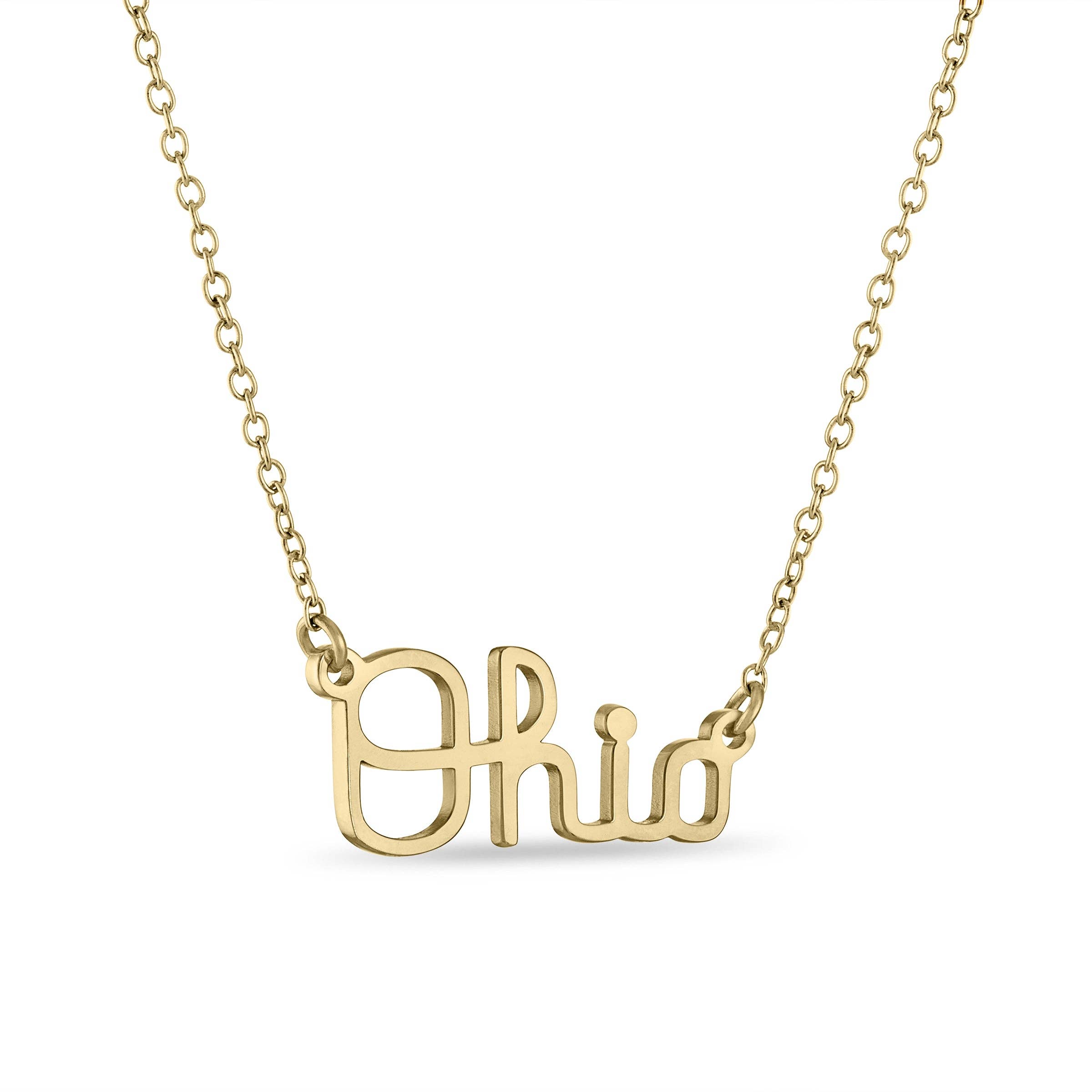 Shop Ohio State Script Ohio Necklace - 18K Gold-Plated- at Ruby Joy Boutique, a Women's Clothing Store in Pickerington, Ohio
