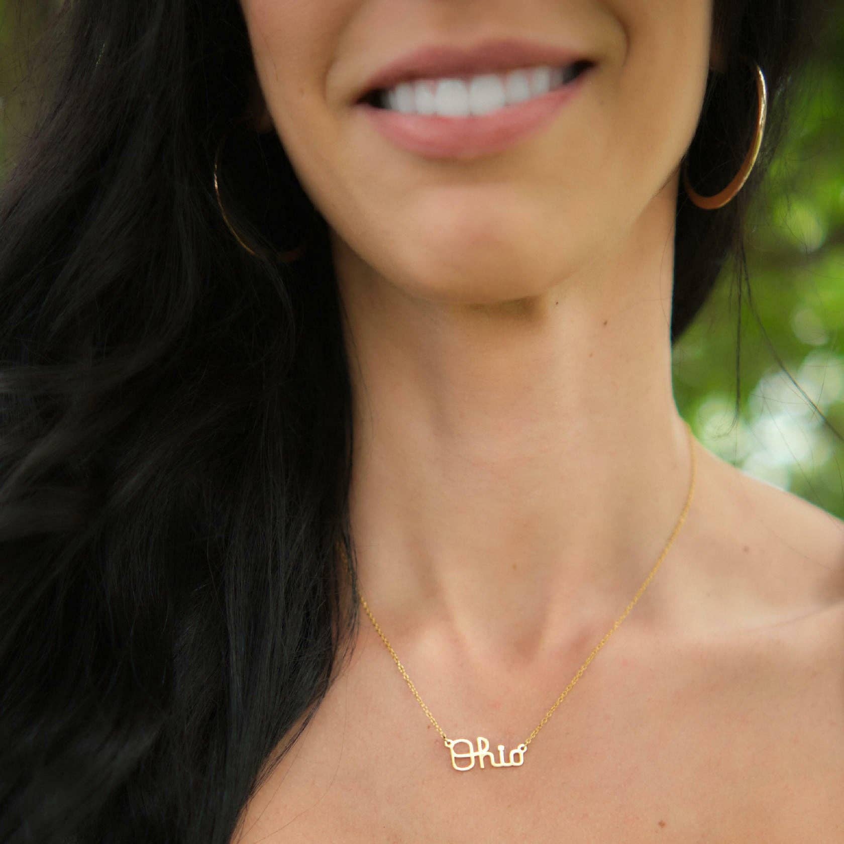 Shop Ohio State Script Ohio Necklace - 18K Gold-Plated- at Ruby Joy Boutique, a Women's Clothing Store in Pickerington, Ohio