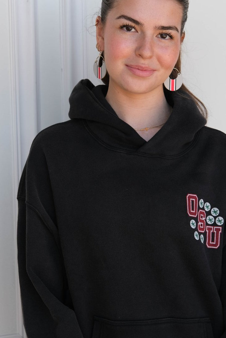 Shop Ohio State University Helmet Stripe Nina Earrings | Nickel & Suede- at Ruby Joy Boutique, a Women's Clothing Store in Pickerington, Ohio