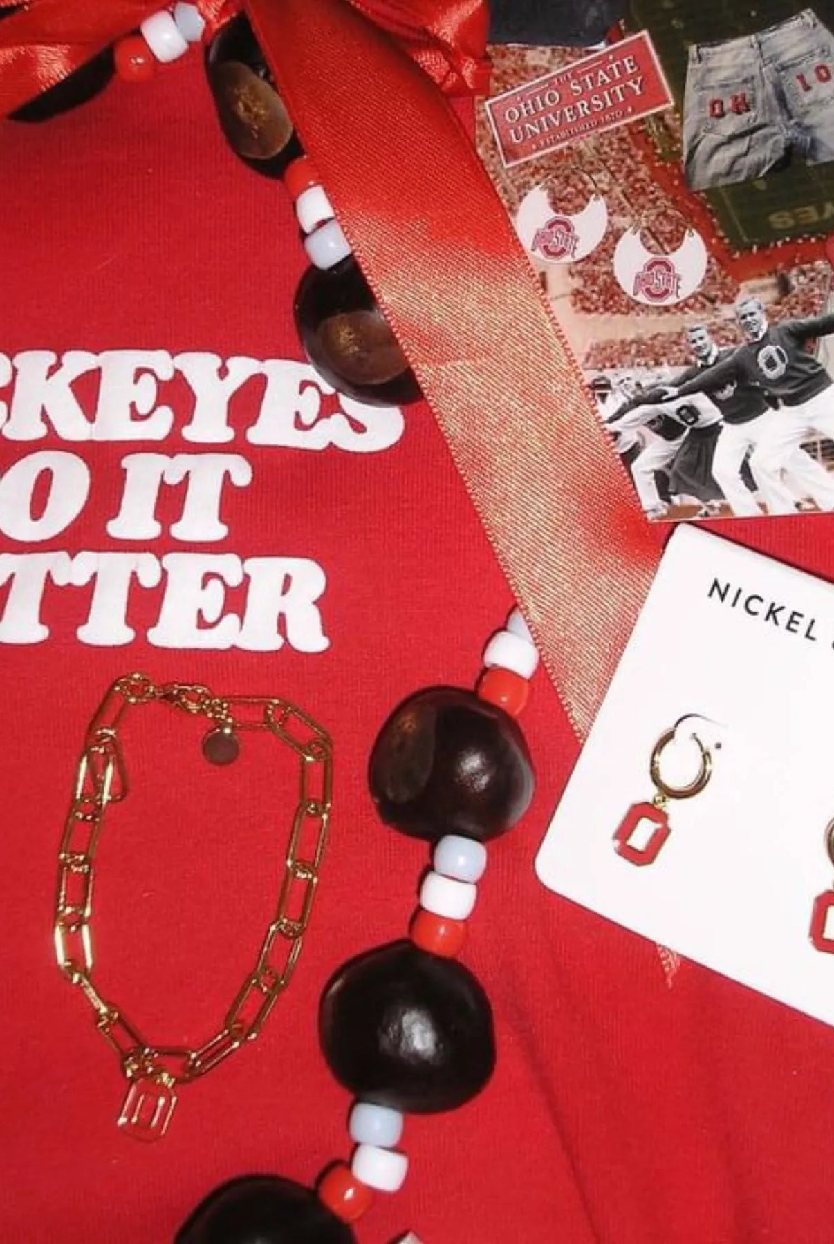 Shop Ohio State University Logo Charm Huggie Earrings- at Ruby Joy Boutique, a Women's Clothing Store in Pickerington, Ohio