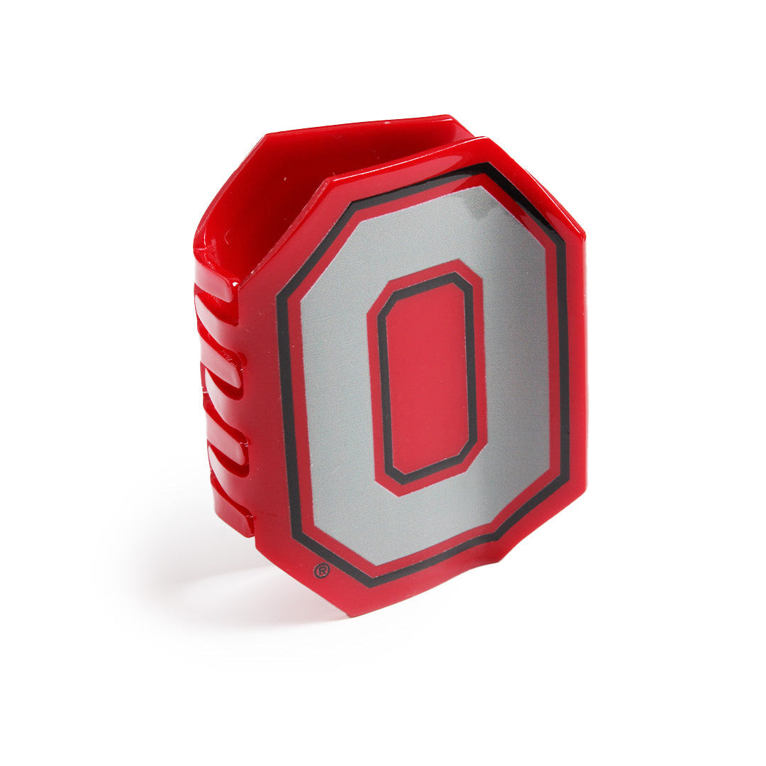 Shop Ohio State® O Statement - Claw Clip-Gray on Scarlet at Ruby Joy Boutique, a Women's Clothing Store in Pickerington, Ohio