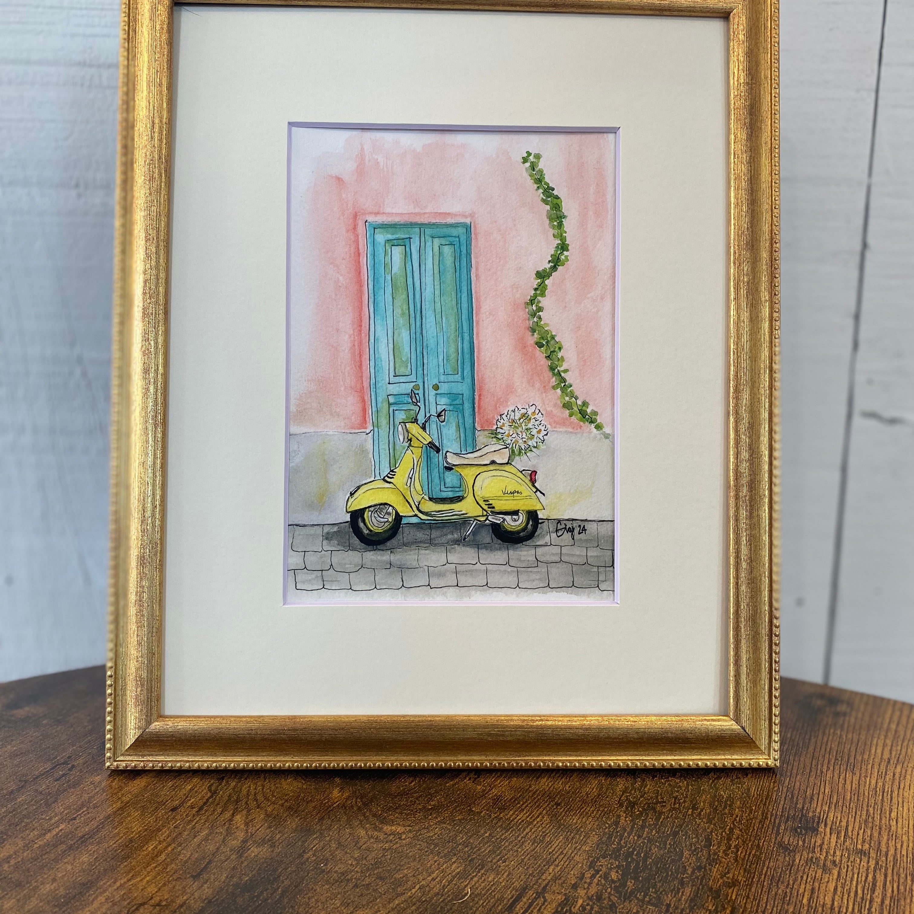 Shop Original Watercolor Prints-Vespa at Ruby Joy Boutique, a Women's Clothing Store in Pickerington, Ohio