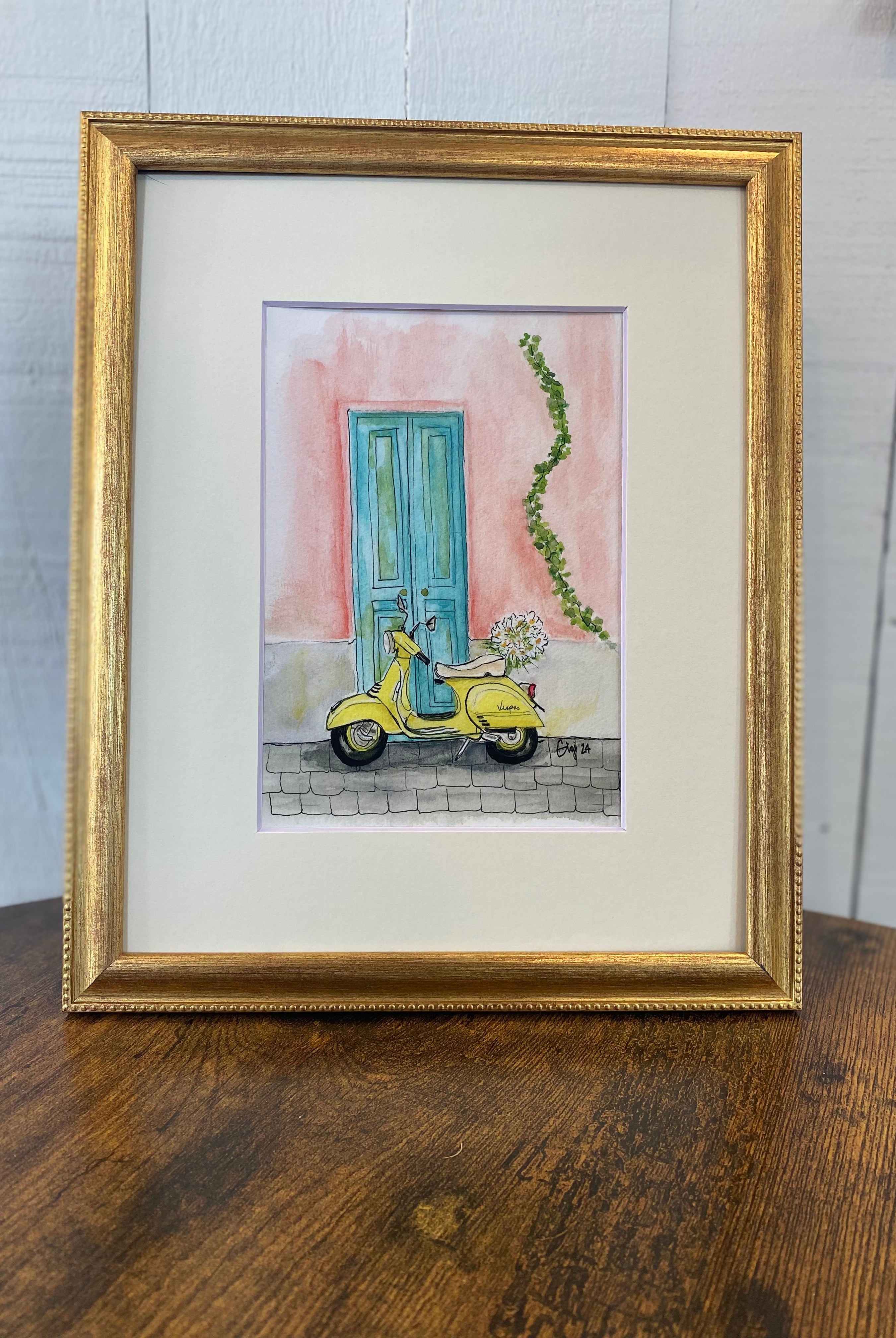 Shop Original Watercolor Prints-Vespa at Ruby Joy Boutique, a Women's Clothing Store in Pickerington, Ohio